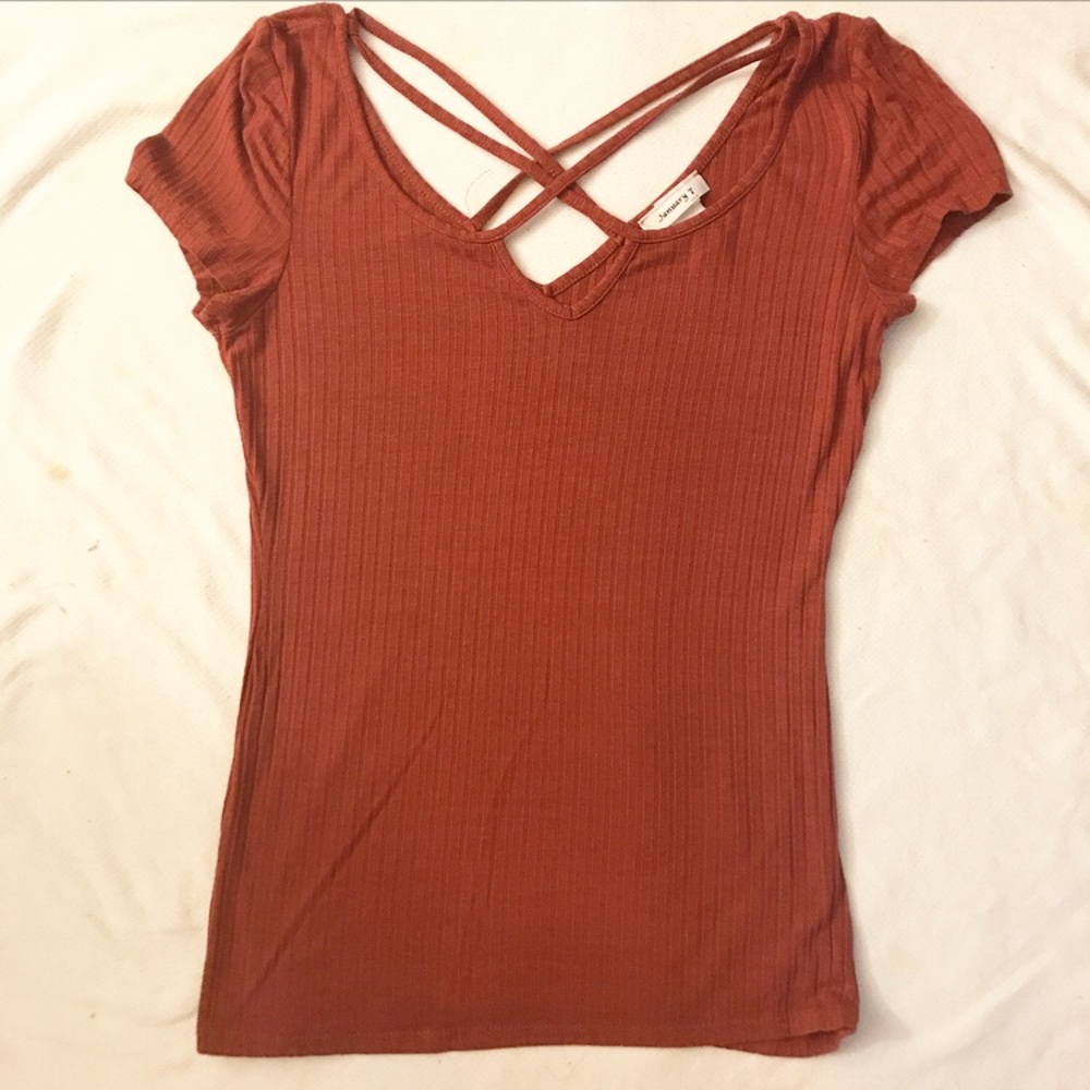 Burnt orange cross cross top